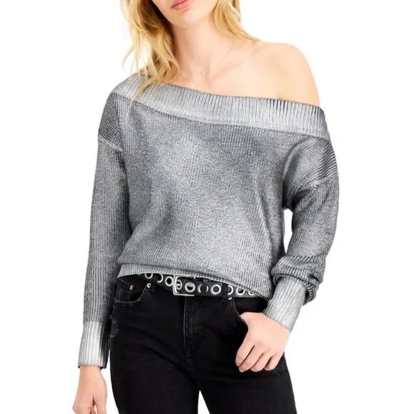 Bar III Sweaters - NWT Bar III Intergalactic "Deep Black" Off the Shoulder Sweater, XL